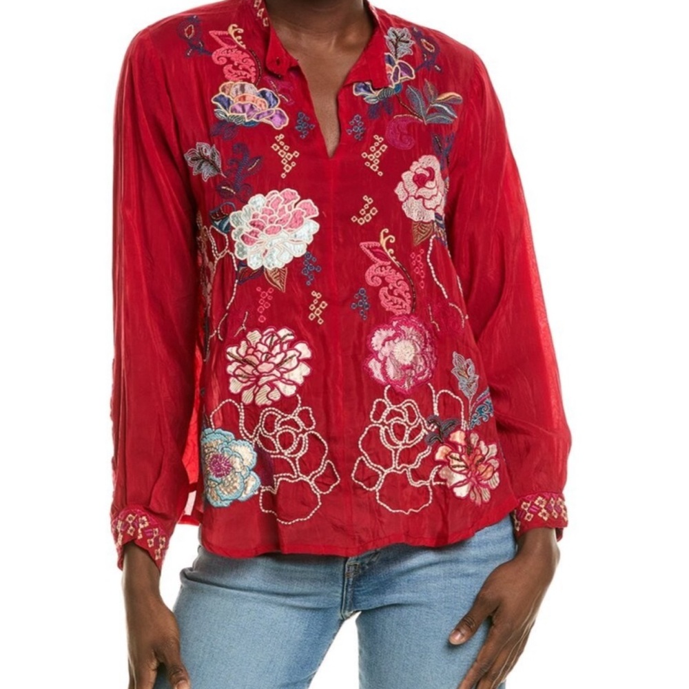 Johnny Was Marcia Blouse Red Alondra Embroidered size S - Picture 1 of 4